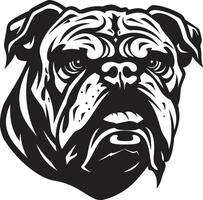 monochromatisch Leistung schwarz Bulldogge Vektor Symbol Fett gedruckt und furchtlos schwarz Logo mit Bulldogge