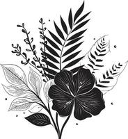 Vektor Kunst neu definiert tropisch Blumen- Emblem exotisch Schönheit enthüllt schwarz Logo mit botanisch Blumen
