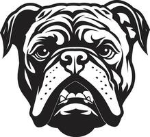 Eckzahn Mut Vektor Symbol im schwarz Vektor Kunst enthüllt Bulldogge Emblem