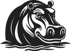 svart och vit flodhäst ikon flodhäst symbol för modern branding vektor