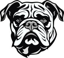 kunglig hund konst bulldogg i svart vektor ikon djärv och orädd svart logotyp med bulldogg