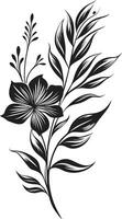 elegant oas botanisk tropisk blommig logotyp ikoniska paradis släpptes loss svart emblem design vektor