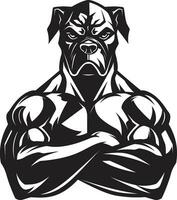 Sport Geist Vektor Symbol im schwarz Vektor Kunst enthüllt Boxer Hund Maskottchen Logo