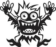 svart logotyp fä tecknad serie monster design vektor ikon monstruös artisteri svart emblem med tecknad serie varelse