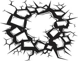 spannend Durchbruch Comic Buch gebrochen Mauer Logo dynamisch Nervenzusammenbruch schwarz Vektor Symbol