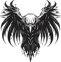 kraftfull majestät svart Örn ikon i vektor antenn dominans svart Örn design logotyp