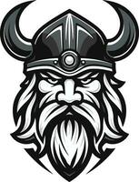 ebon nordisch Krieger stilvoll Wikinger Logo Design das Wikinger Raider ein furchterregend Maskottchen Symbol vektor
