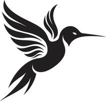 kolibri emblem med samtida stil elegant svart kolibri ikon vektor