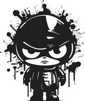 Maskottchen von Agitation schwarz Vektor Emblem tobt sprühen können Kunst wütend Logo