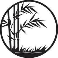 svart skönhet i botanisk harmoni bambu logotyp bambu zen konst släpptes loss svart logotyp design vektor