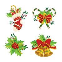 einstellen von Weihnachten festlich Ornamente Illustration Sammlung vektor