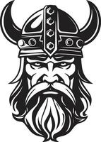 svart viking chef en mäktig emblem av tapperhet anfallare av de fjord en viking maskot i vektor