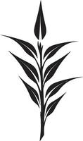 ikoniska naturlig harmoni svart logotyp design svart och grön bambu växt vektor symbol