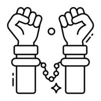 ein Linie Design Symbol von Handschellen vektor