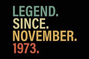 Legende seit November 1973 komisch Geburtstag T-Shirt Design vektor