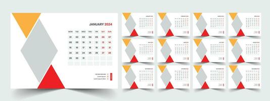 skrivbord kalender 2024 mall design, kontor kalender 2024 vektor