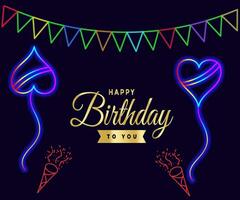 glücklich Geburtstag Neon- Text Vektor. glücklich Geburtstag Neon- Zeichen, Design Vorlage, modern Trend Design, Nacht Neon- Schild, Nacht hell Werbung, Licht Banner. Bearbeitung Text Neon- unterzeichnen. vektor