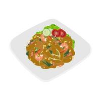 Logo Illustration köstlich verkohlen kway teow kwetiaw kwetiau vektor