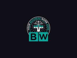modern bw medicinsk logotyp, första doktorer bw logotyp brev för klinik vektor