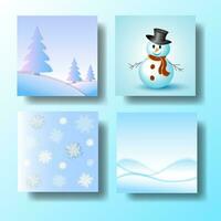 vinter- försäljning social media posta mall, vinter- försäljning Instagram posta packa, mall med snöfall och text för design av säsong flygblad med rabatt erbjudanden vektor