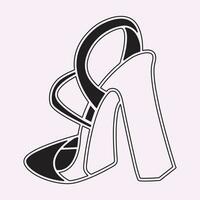 Zubehörteil, Hintergrund, Schwarz, Eleganz, elegant, Mode, weiblich, Fuß, Schuhwerk, Mädchen, Glanz, Hacke, hoch, Symbol, Illustration, isoliert, Dame, Linie, Umriss, Schuh, Stil, Symbol, Vektor, Weiß vektor