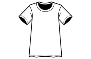 T-Shirt Gliederung Vektor kostenlos isoliert auf ein Weiß Hintergrund, ein Weiß T-Shirt mit ein schwarz trimmen