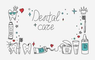 Zahnpasta , Karikatur Zahn , Dental Zahnseide und Zahnbürste im Gekritzel Stil. Dental Pflege. Zahnheilkunde, Hygiene und Dental Gesundheit Produkte. vektor