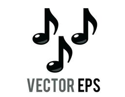 vektor svart tre åttonde anteckningar musik notera ikon, representera musik eller sång