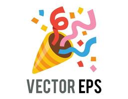 vektor fest poppern ikon med färgrik konfetti, streamers för fester och tillfällen