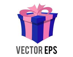 Vektor Blau Urlaub Geschenk Box Symbol mit Rosa Bogen und Band Verpackung