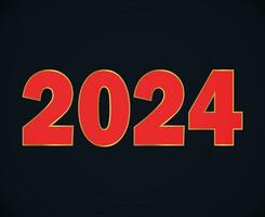 2024 ny år Semester design röd och guld abstrakt vektor logotyp symbol illustration med svart bakgrund