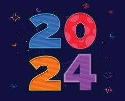 2024 ny år Semester design Flerfärgad abstrakt vektor logotyp symbol illustration med blå bakgrund