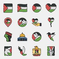 Symbol einstellen von Palästina. Palästina Elemente. Symbole im gefüllt Linie Stil. gut zum Drucke, Poster, Logo, Infografiken, usw. vektor