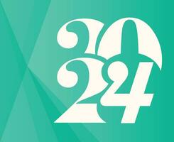 2024 Neu Jahr Urlaub Design Weiß abstrakt Vektor Logo Symbol Illustration mit Grün Hintergrund