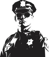 Abzeichen und darüber hinaus Vektor Darstellungen von Polizei Offiziere Gerechtigkeit illustriert im Vektor Polizei Offizier Kunst