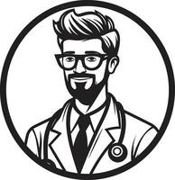 Arzt Vektor Kunst Erfassen das Wesen von Medizin Arzt Porträts im Pixel ein kreativ Reise