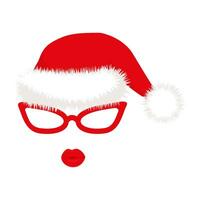 Santa Hüte, Brille und Lippen. Neu Jahr Cliparts. Requisiten zum Weihnachten Foto Verkaufsstand. Vektor Illustration