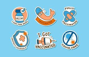 Set von Aufklebern für die Covid-19-Impfstoffkampagne vektor