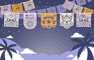 Nacht von Papel Picado in Mexiko vektor