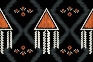 ethnisch Ikat Stoff Muster geometrisch Stil.afrikanisch Ikat Stickerei ethnisch orientalisch Muster schwarz Hintergrund. abstrakt, Vektor, Illustration. Textur, Kleidung, Rahmen, Dekoration, Teppich, Motiv. vektor