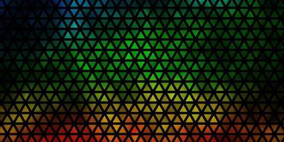 dunkle mehrfarbige Vektorschablone mit Kristallen, Dreiecken. vektor