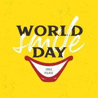 Weltlächeln Tag kreative Banner-Design-Vektor-Illustration auf Gelb vektor
