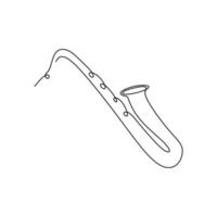 kontinuerlig linje ritning saxofon musik instrument vektor