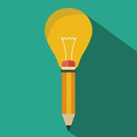 penna med ljus Glödlampa. begrepp av kreativ skrivande. platt vektor illustration