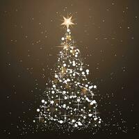 jul träd ikon. lysande jul träd affisch. platt vektor illustration