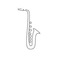 saxofon jazz musik instrument en kontinuerlig linje ritning vektor