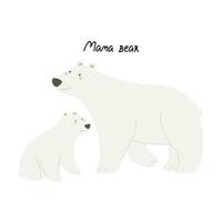 Mutter tragen. Karikatur Polar- Bären, Hand Zeichnung Beschriftung. bunt Vektor Illustration, eben Stil. Design zum Gruß Karten, drucken, Poster