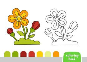 färg bok för barn blomma sida mall vektor illustration
