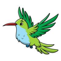 söt kolibri tecknad serie på vit bakgrund vektor