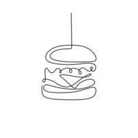 durchgehende einzeilige Zeichnung des Burger-Food-Minimalismus vektor